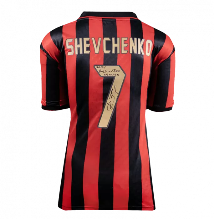 Andriy Shevchenko Official Ballon D'Or™ Signed And Hero Framed AC Milan Retro Home Shirt: 2004 Winner Inscription