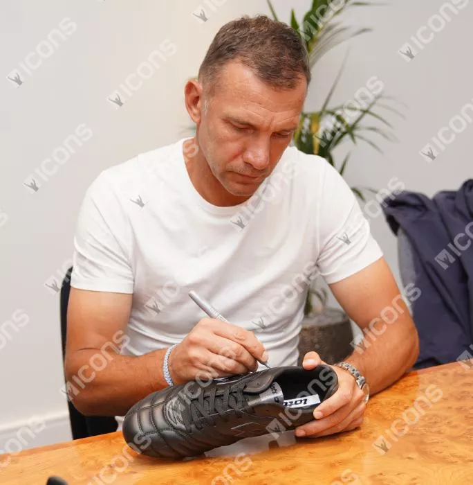 Andriy Shevchenko Signed Black Lotto Stadio III Boot In Bubble Frame: Option 1