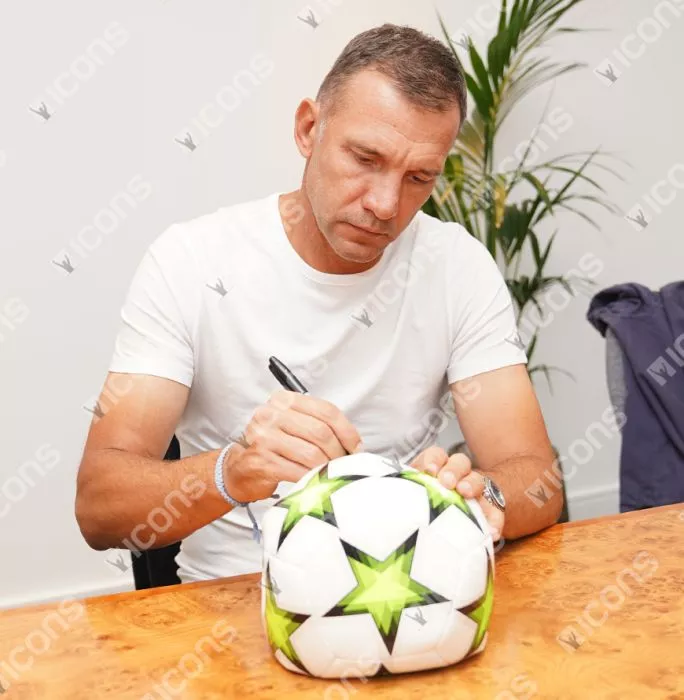 Andriy Shevchenko Signed UEFA Champions League Football In Acrylic Case
