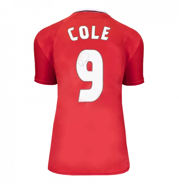 Andy Cole Back Signed Manchester United 1999 Home Shirt with Fan Style Numbers