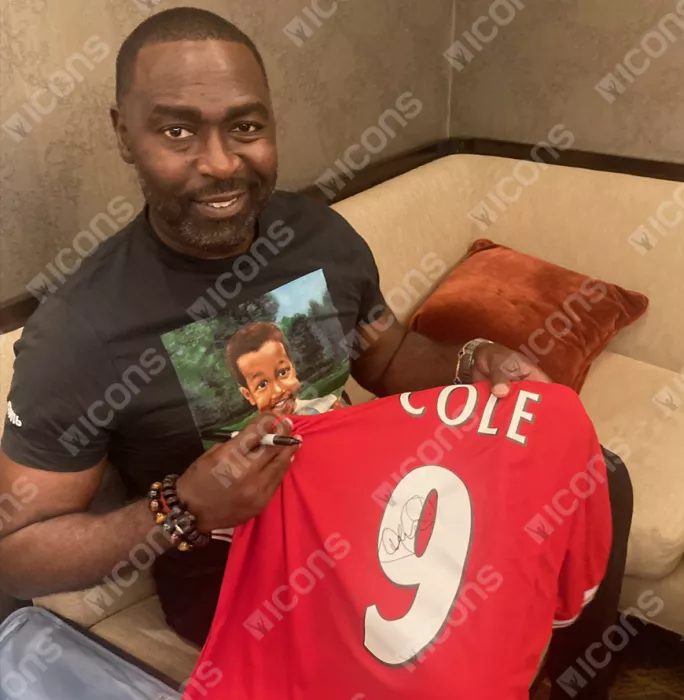 Andy Cole Back Signed Manchester United 1999 Home Shirt With Premier League Fan Style Numbers
