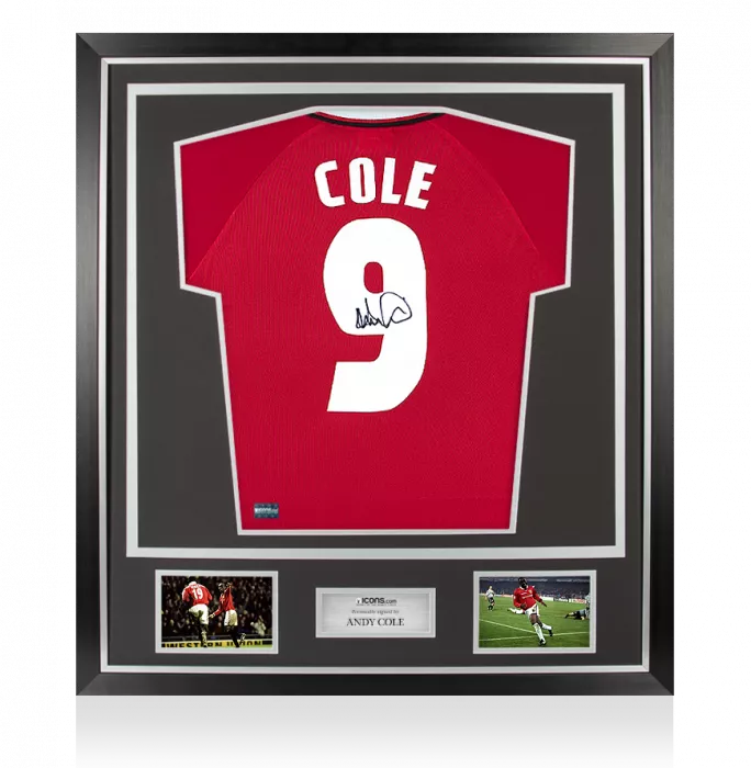 Andy Cole Back Signed Manchester United 1999 Home Shirt In Classic Frame