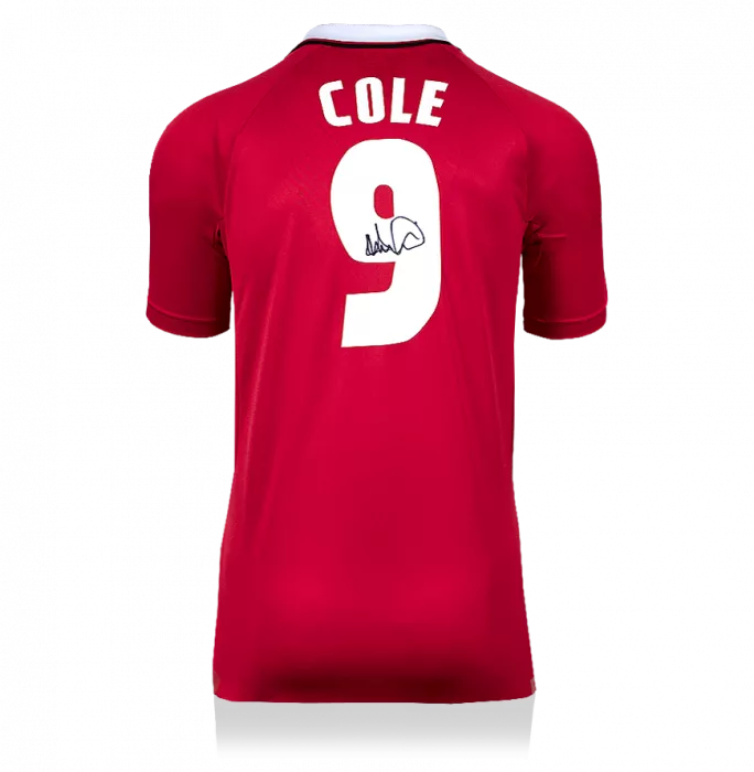 Andy Cole Back Signed Manchester United 1999 Home Shirt: UEFA Champions League Final Edition