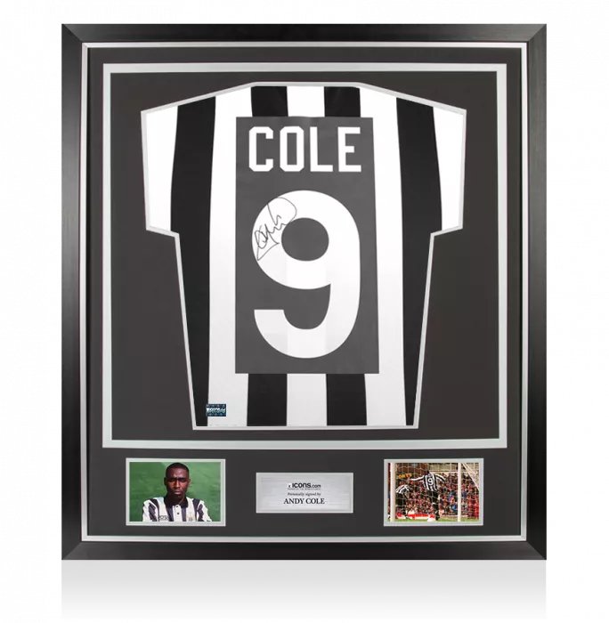 Andy Cole Back Signed Newcastle United 1995 Home Shirt In Classic Frame