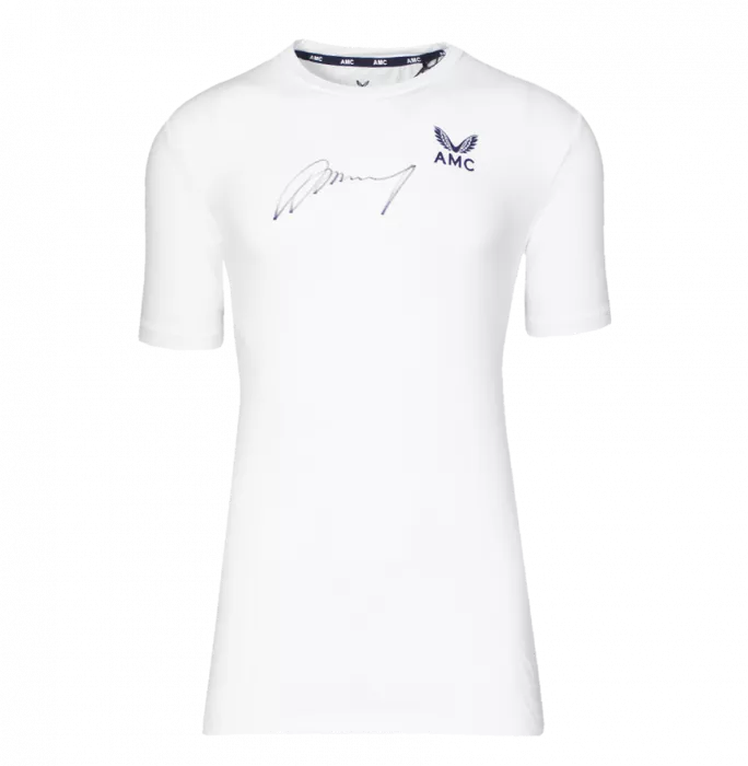 Andy Murray Signed White Castore AMC Tennis Shirt In Hero Frame: Option 1