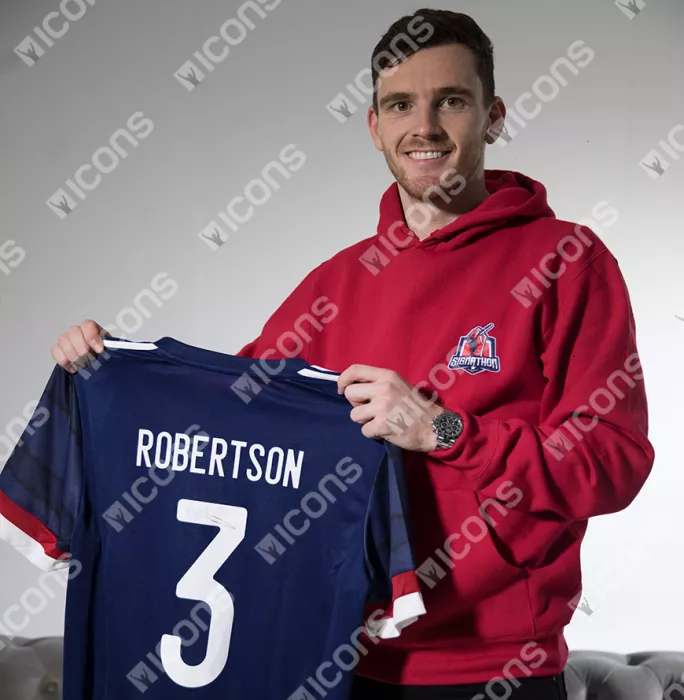 Andy Robertson Back Signed Scotland 2020 Home Shirt In Classic Frame