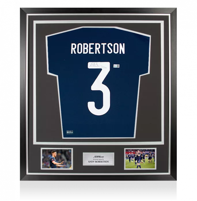 Andy Robertson Back Signed Scotland 2020 Home Shirt In Classic Frame