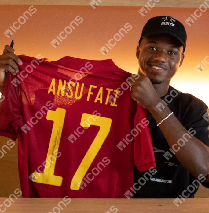 Ansu Fati Official FIFA World Cup™ Back Signed And Hero Framed Spain 2020-21 Home Shirt