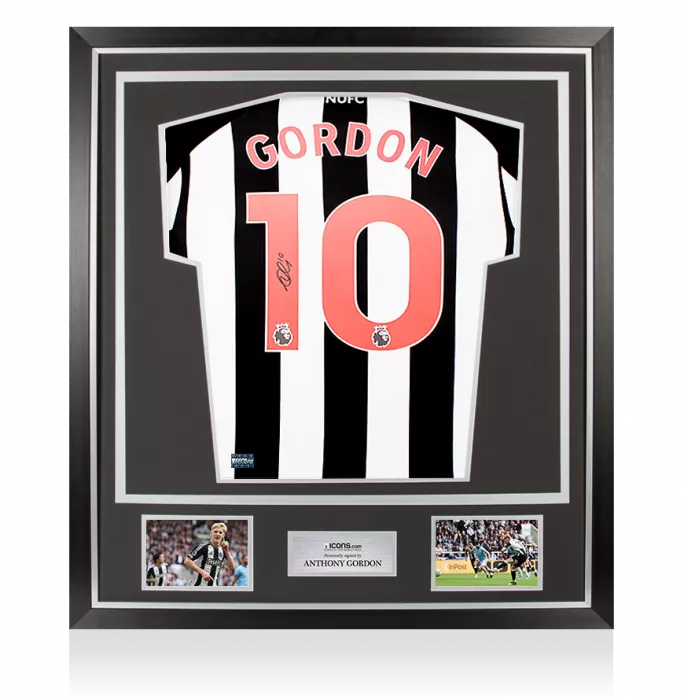 Anthony Gordon Back Signed Newcastle United 2023-24 Home Shirt In Classic Frame