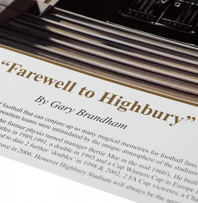 Arsene Wenger Signed Special Edition Arsenal Print: Farewell To Highbury