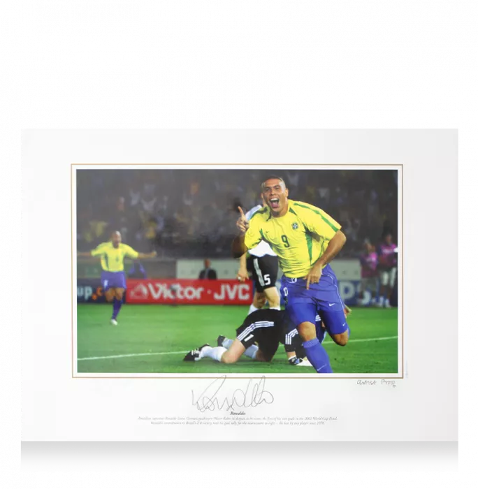 Artist Proof Ronaldo Signed Brazil 2002 World Cup Final Goal V Germany Photo