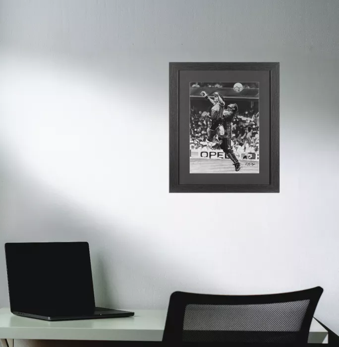 ARTIST SIGNED Diego Maradona Tribute Artwork In Black Wooden Frame: Iconic Hand Of God Goal