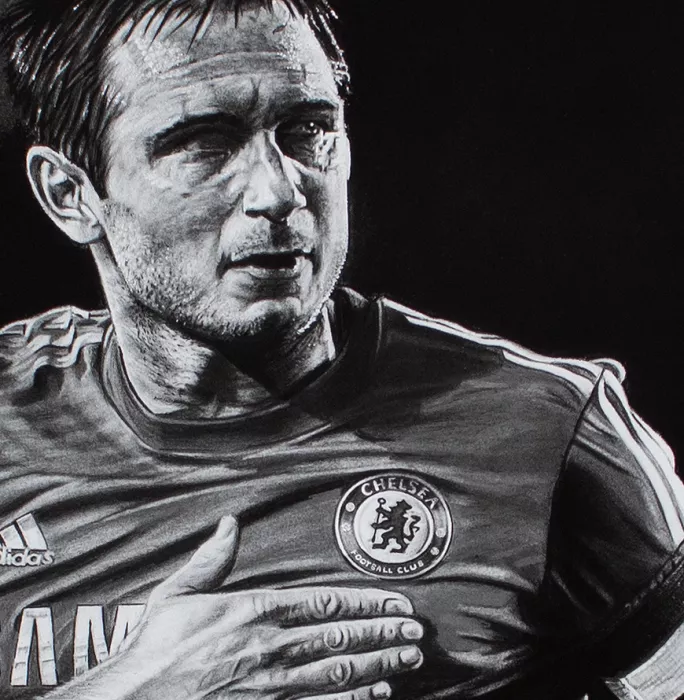 ARTIST SIGNED Frank Lampard Tribute Artwork In Black Wooden Frame: Chelsea Icon