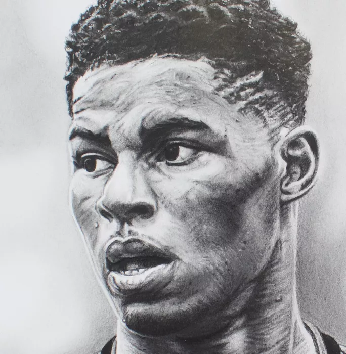ARTIST SIGNED Marcus Rashford Tribute Artwork In Black Wooden Frame