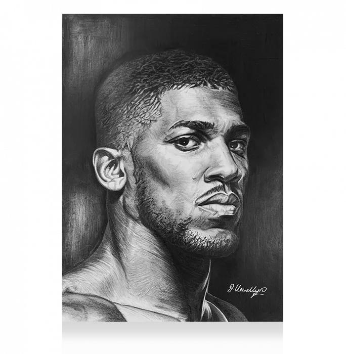 ARTIST SIGNED Original Anthony Joshua Tribute Artwork In Premium Frame