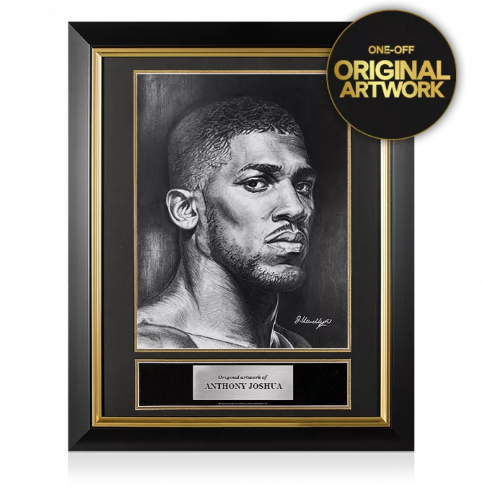 ARTIST SIGNED Original Anthony Joshua Tribute Artwork In Premium Frame