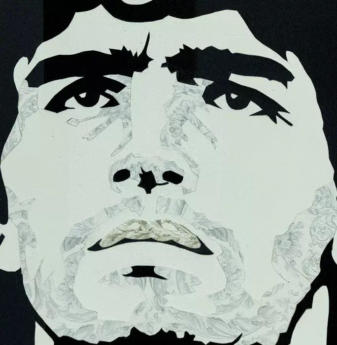 ARTIST SIGNED Original Diego Maradona Versace Home Framed Artwork: Flowers