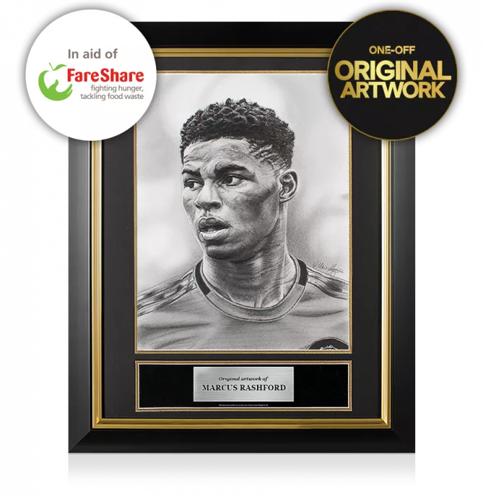 ARTIST SIGNED Original Marcus Rashford Tribute Artwork In Premium Frame