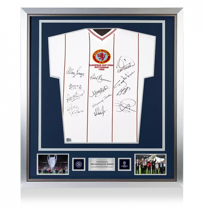 Aston Villa Official UEFA Champions League Front Signed and Framed 1982 Winners Shirt