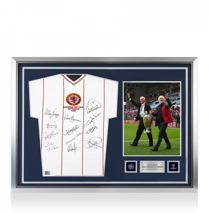 Aston Villa Official UEFA Champions League Front Signed and Hero Framed 1982 Winners Shirt