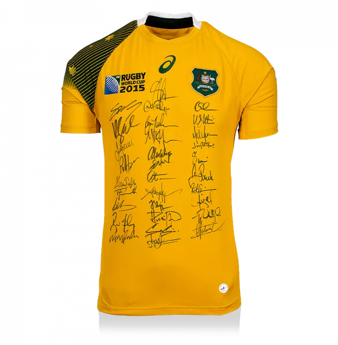 Australia Squad Signed 2015 Rugby World Cup Home Shirt
