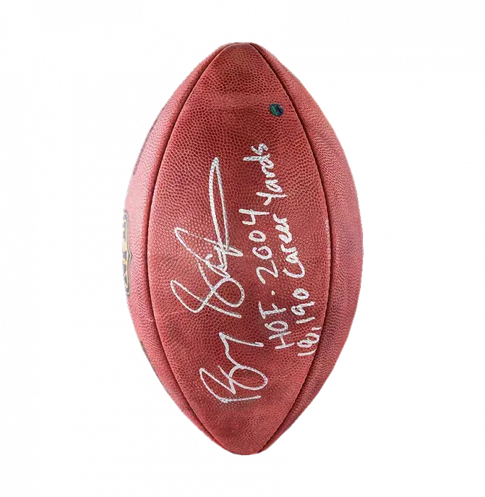 Barry Sanders Signed Official NFL Duke Football: "HOF 2004 18 190 Career Yards" Inscription