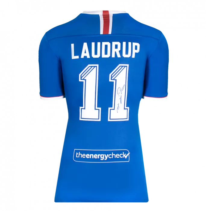Brian Laudrup Back Signed Rangers 2020-21 Home Shirt - Signed On Right Hand Number In Hero Frame: Option 1