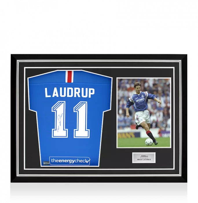 Brian Laudrup Back Signed Rangers 2020-21 Home Shirt In Hero Frame: Option 1