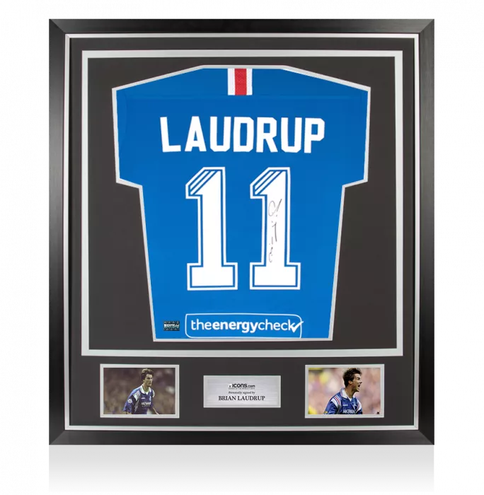 Brian Laudrup Back Signed Rangers 2020-21 Home Shirt In Classic Frame