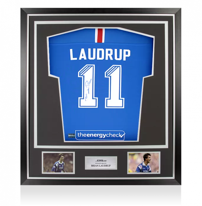 Brian Laudrup Back Signed Rangers 2020-21 Home Shirt In Classic Frame
