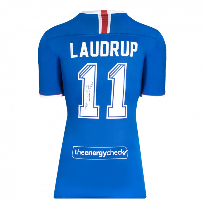 Brian Laudrup Back Signed Rangers FC 2019-20 Home Shirt In Classic Frame