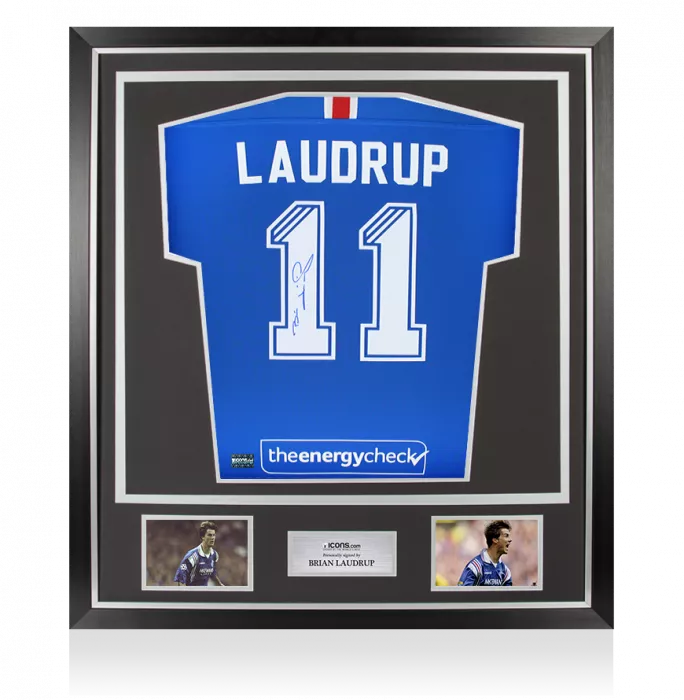 Brian Laudrup Back Signed Rangers FC 2019-20 Home Shirt In Classic Frame