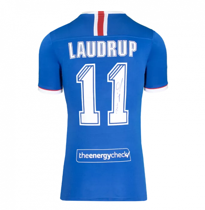 Brian Laudrup Back Signed Rangers FC 2020-21 Home Shirt In Classic Frame