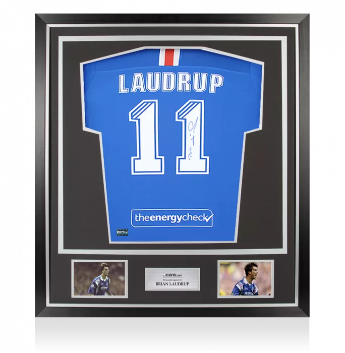 Brian Laudrup Back Signed Rangers FC 2020-21 Home Shirt In Classic Frame