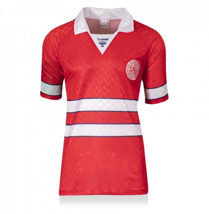 Brian Laudrup Front Signed Denmark 1988-90 Home Shirt In Hero Frame: Option 1