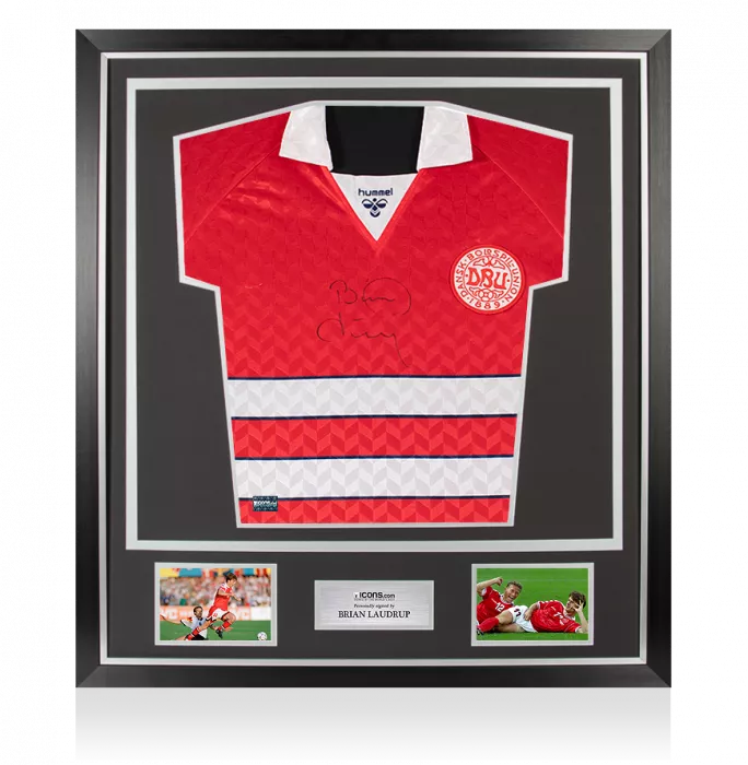 Brian Laudrup Front Signed Denmark 1988-90 Home Shirt In Classic Frame
