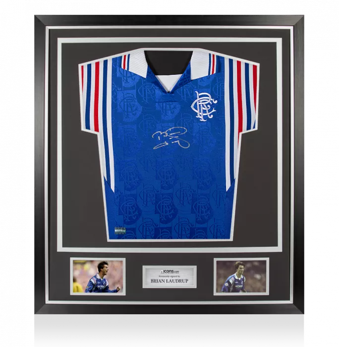 Brian Laudrup Front Signed Rangers Home Shirt In Classic Frame