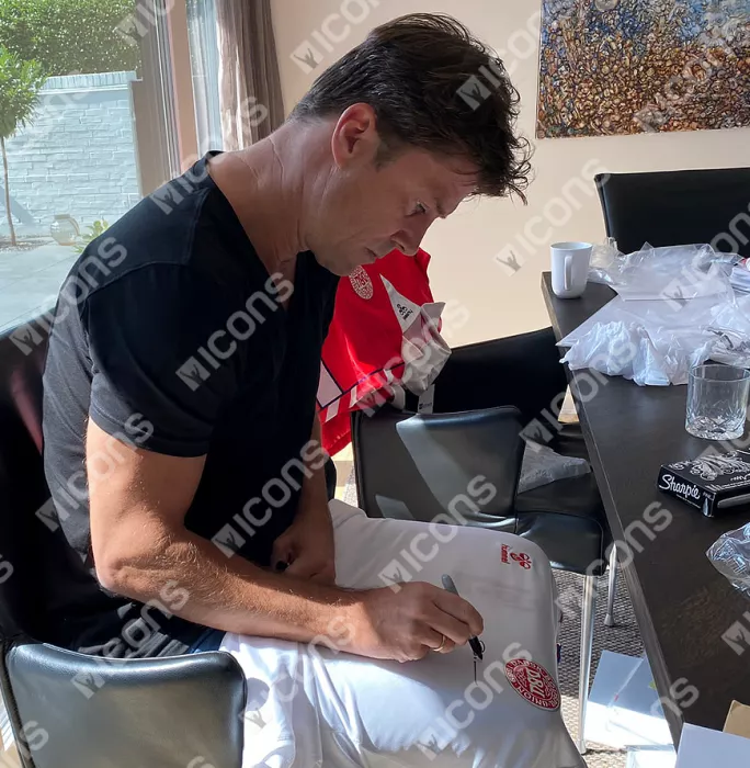 Brian Laudrup & Michael Laudrup Front Signed Denmark 2020-21 Away Shirt In Classic Frame