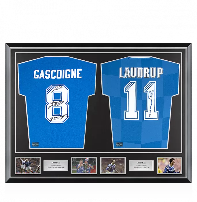 Brian Laudrup & Paul Gascoigne Signed Rangers FC Shirts In Classic Dual Frame