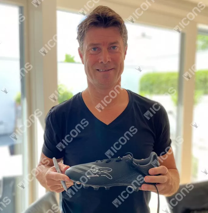 Brian Laudrup Signed Black Adidas Boot In Acrylic Case