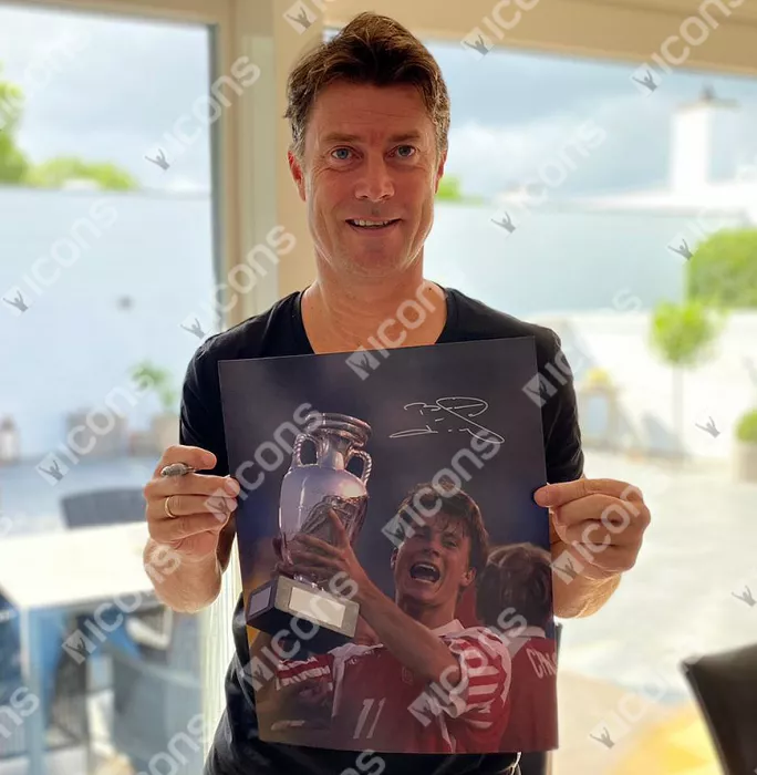 Brian Laudrup Signed Denmark Photo In Black Wooden Frame: UEFA EURO 1992 Winner