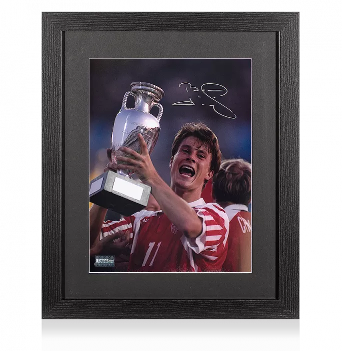 Brian Laudrup Signed Denmark Photo In Black Wooden Frame: UEFA EURO 1992 Winner