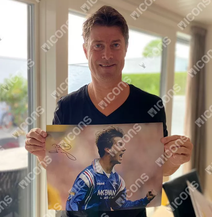 Brian Laudrup Signed Rangers FC Photo In Black Wooden Frame: Icon Of Ibrox