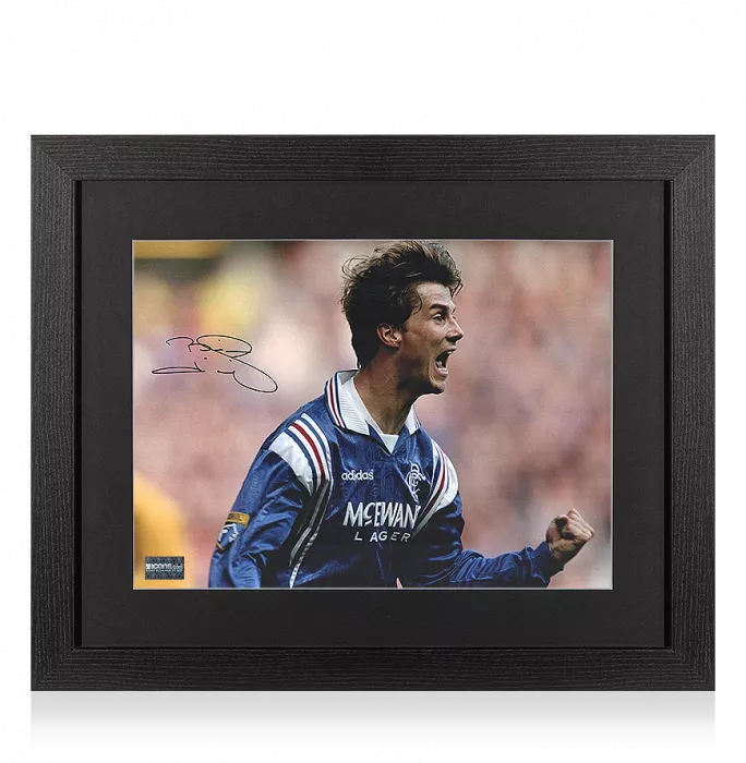Brian Laudrup Signed Rangers FC Photo In Black Wooden Frame: Icon of Ibrox