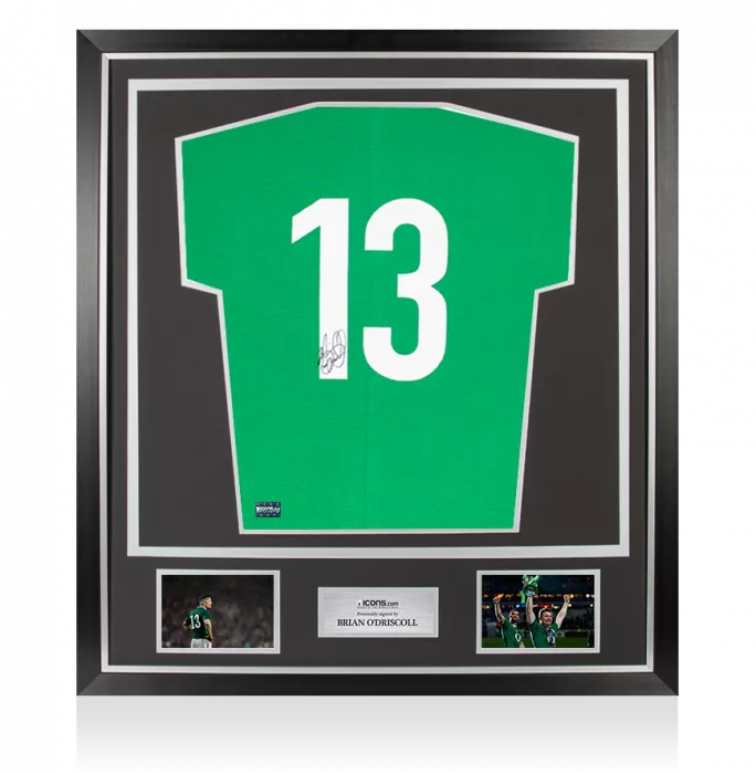 Brian O'Driscoll Back Signed Ireland Rugby Shirt In Classic Frame