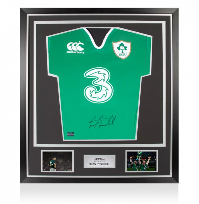 Brian O'Driscoll Front Signed Ireland Rugby Shirt In Classic Frame