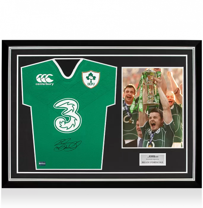 Brian O'Driscoll Front Signed Ireland Rugby Shirt In Hero Frame: Option 2