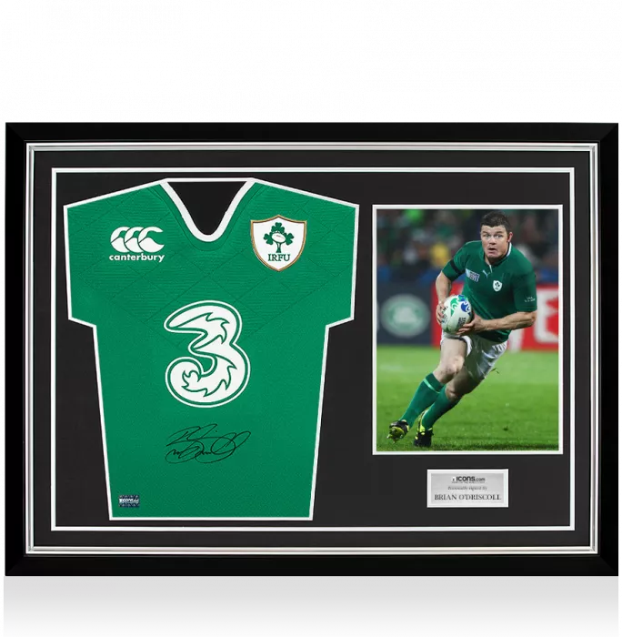 Brian O'Driscoll Front Signed Ireland Rugby Shirt In Hero Frame: Option 1