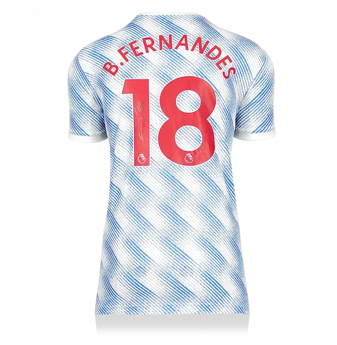 Bruno Fernandes Back Signed Manchester United 2021-22 Away Shirt In Hero Frame: Option 1