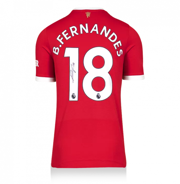 Bruno Fernandes Back Signed Manchester United 2021-22 Home Shirt